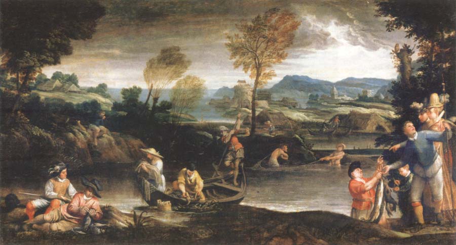 landscape with fishing scene